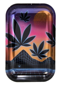 Dreh-Tablett - Rolling Tray SMALL "LEAVES #37 3/4 Metallic", Maße: ca. 27,5x17,5x2,5cm